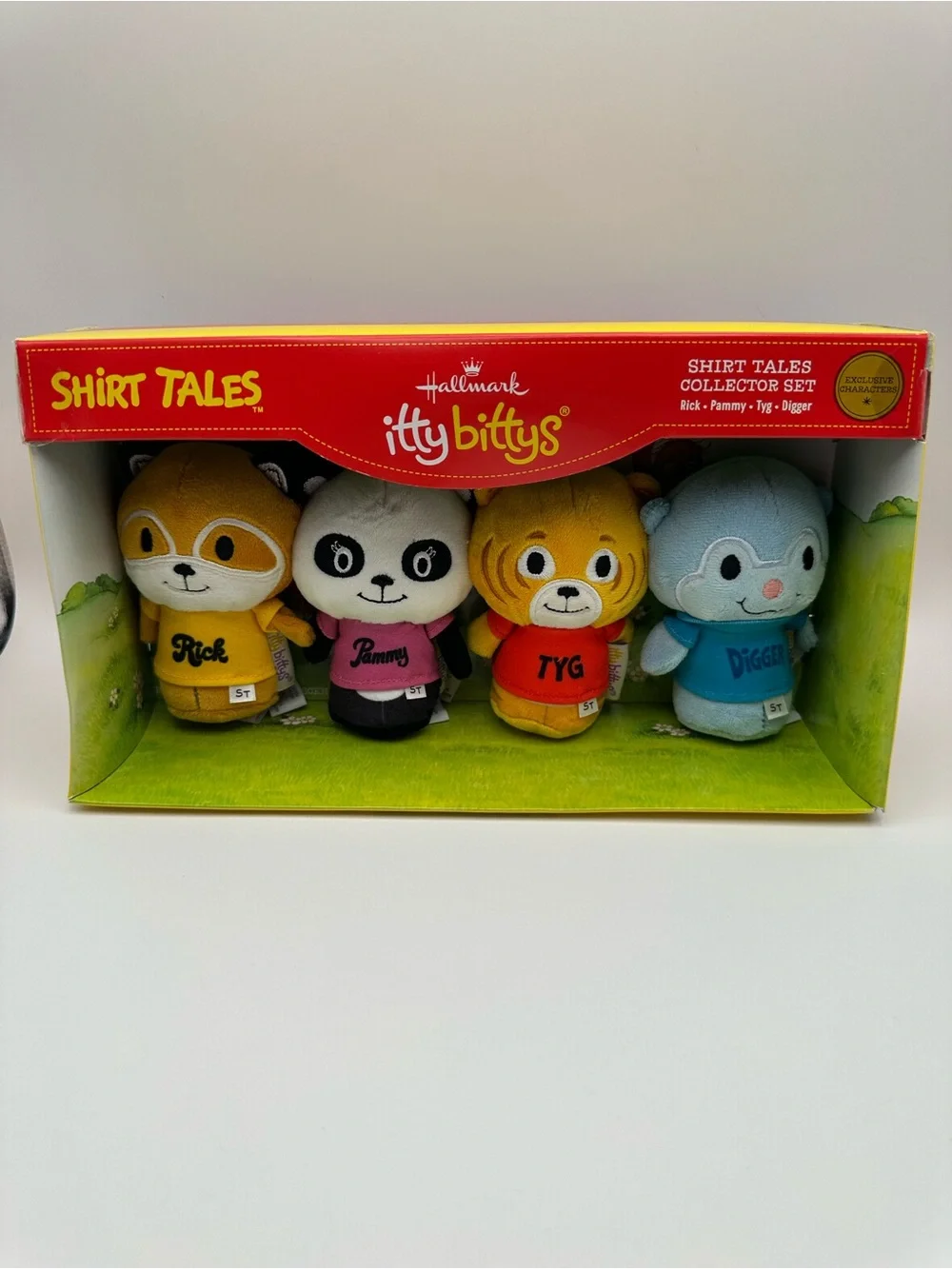 Hallmark itty bittys Shirt Tales Four-Pack in Yellow, Black, Orange, Blue